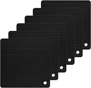 Nstezrne Silicone Trivets for Hot Dishes, Square Silicone Pot Holders, Heat Resistant Mats Set of 6 Black