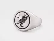Owl Signet Ring in Sterling Silver