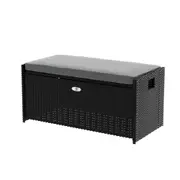 Storage Bench Box Garden Sheds Cushion Patio Tool Outdoor Chair - Black