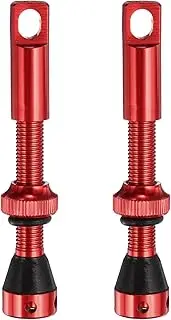 uxcell 2pcs Tubeless Valve Stems 44mm Aluminum Alloy Tubeless Valve with 4 Hole and Removal Caps Super Light No Leak Durable Fit Most Bicycle Tubeless Rims, Red