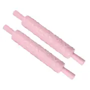 2 Pcs Embossed Rolling Pin 14.6 Inch Heart 3D Pattern for Clay Baking DIY