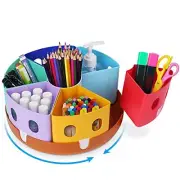 Rotating Art Supply Organizer - Lazy Susan Office School Supplies for Kids