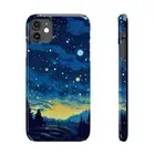 iPhone 16/15/14/13/12/11 Slim Case, Starry Nights Star Gazing Design