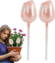 Plant Watering Globes - 2X Light Iridescent Rainbow Gradient | Colorful Plant Waterer | Auto Planter Insert Stakes | Transparent Watering System Spikes for Indoor, Outdoor, Garden, Flowers