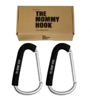 2 NEW THE ORIGINAL "The Mommy Hook" Stroller Assistant Hook, Black