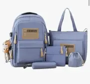 Kawaii Canvas Backpack Set - 5 Pieces Student Pack