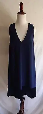 Alice + Olivia L Navy Blue Duralee Paneled Racerback Mini Cocktail Shift Dress