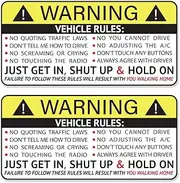 GRITKULTURE Funny Passenger Rules Vehicle Safety Warning Decal Stickers 2 Pack 1.8 inch X 3.7 inch Vinyl for Car, Dash, Truck, Window, Tumblers, Graphic Bumper for Laugh