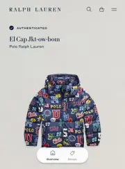 Polo Ralph Lauren Boy’s VARSITY PRINT Down Hooded Jacket Size XL (18-20)