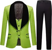 GHNXCY Men’s Suits Slim Fit 3 Piece One Button Tuxedo Suit Set Wedding Prom Dinner Party（Blazer+Vest+Pants