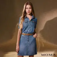 在飛比找momo購物網優惠-【MOMA】期間限定 - 率性天絲牛仔洋裝(藍色)