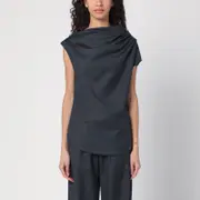 [Loulou Studio] Asymmetric black wool top 40 FR Black