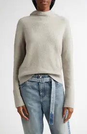 Proenza Schouler Greta Cashmere Blend Sweater Hoodie in Light Grey Melange at Nordstrom, Size Medium