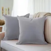 Encasa Velvet Throw Pillow Cover Set of 2 Grey 18x18 / 45x45 cm Solid Plain