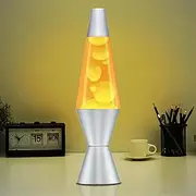 36cm Lava Lamp, Classic Liquid Motion Lamps with 30W Bulb & Aluminum Base, Table Lamp Night Light for Home Decor Living Room Office Bedroom Orange Wax in Yellow Water