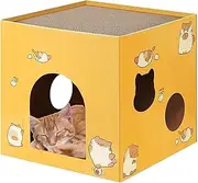 Cat Cardboard House Scratches, Square Cats Croboper Box, Multifunctional Cat Crocker Box for Playing, Relaxing, Sleeping