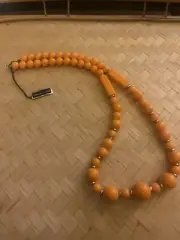 Orange Tangerine Lucite Beaded Necklace, Vintage Jewelry.