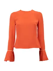 Coral Saba Bell Sleeve Silk Top