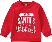 [Generic] Solid Pullover Hoodie Kids Xmas Kids Toddler Infant Newborn Baby Boys Girls Letter Long Sleeve Cotton Sweatshirt Tops Christmas Outfit Sweater for Kids (Red, 6-12 Months)