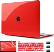 CISSOOK Clear Red Case for MacBook Pro 13 Inch 2025-2020 Release M2 A2338 M1 A2251 A2289 Model, Hard Shell Case with Keyboard Cover +Screen Protector for MacBook Pro 13" with Touch Bar -Clear Red