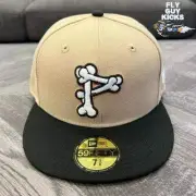 New Era Bone P Glow in the Dark Beige White Black 59Fifty 5950 Patch Fitted Hat