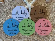 10 Gift Tags Bomboniere Baby Shower Favour Personalised Oh Baby Circle Rustic