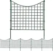 [LUHUYOL] 10 Panels No Dig Decorative Garden Fence, Garden Fencing Animal Barrier, Dogs Rabbits Pets Blocker, Iron Metal Square Grid Fences for Outdoor Yard