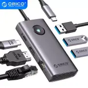 ORICO 6-in-1 USB C Docking Station USB C Dongle&HDMI 4K+PD100W 3×USB3.0 Ethernet