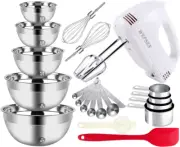Batidora De Mano Electrica Juego De 5 Tazones Grandes Para Mezclar Con Batidor