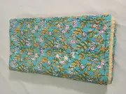 Indian Unique Kantha Cotton Hand Block Print Floral Handmade Blanket 90x108 inch