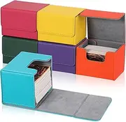 Yookeer 6 Pack Horizontal Faux Leather Deck Card Boxes - 100+ Card Capacity - Magnetic Closure - Pink, Orange, Blue, Yellow, Green, Purple - MTG TCG Compatible - 4.13 x 3.54 x 3.15 inches