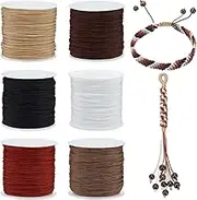 PandaHall Elite 6 Colors 0.8mm Nylon Beading String Knotting Cord Chinese Knotting Cord Nylon Shamballa Macrame Thread Beading Cord 6 x 100yards Spool