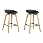 Artiss 2 x Wooden Bar Stools Kitchen Dining Stool Chairs Barstool Backless Black