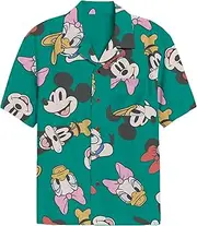 [Disney] Men's Mickey and Friends Button Down Shirt, Multi-Color, X-Large
