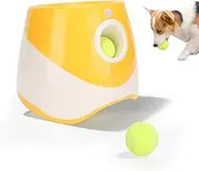 ElgnAura Dog Ball Thrower, Rechargeable Dog Ball Launcher, 3 Modes Interactive Thrower for Indoor & Outdoor, Suitable for Small & Medium Dogs, Yellow (3 Tennis Balls Included)