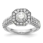 14K White Gold Diamond Cushion CZ Cushion Halo Engagement Ring