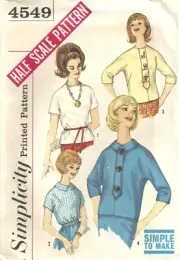 SIMPLICITY Printed Pattern 4549 GIRL'S TEEN SZ 14 BLOUSES SEWING PATTERN VINTAGE