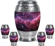 Purple Galaxy Urn - Cremation Urns for Human Ashes - Urn for Ashes for Women - Small Urns for Human Ashes Keepsake - Small Cremation Funeral for Mom & Dad (Combo 10 Inch & 3 Inch, Set of 5)