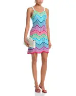 Aqua Rainbow Scallop Hem Crochet Tank Dress - Exclusive