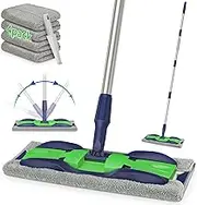 MEXERRIS Microfibre Floor Mop With 4X Washable Pads - Wet Dust Mop for Hardwood, Laminate, Tiles, Wall, Window Cleaning - Adjustable Handle