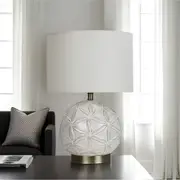 Ariel Table Lamp in White and Antique Brass