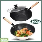 30CM Non-Stick Saucepan Wok Pan Sauce Stir Fry Saute Pot W/ Glass Lid PFOA Free