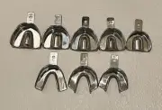 COE STAINLESS STEEL SOLID IMPRESSION TRAYS- SET OF 8- NEW- FREE SHIPPING