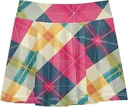 [FRODOTGV] Plum Checkerboards Girls Athletic Skort with Built in Shorts Golf Skirts for Little Girl Cheerleading Skirts