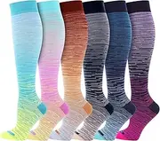 LEVSOX Compression Socks Women and Men, 20-30mmHg, Best for Nurses, Travel, Pregnancy, 6 pairs mix g, L