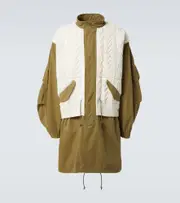[Junya Watanabe] Junya Watanabe Aran wool-trimmed cotton jacket AU 93 green