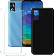 FZYM Case for ZTE Optus X Pro 2 + 2 Pack Tempered Glass Screen Protector Protective Film,Slim Black Soft Gel TPU Silicone Protection Phone Case Cover for ZTE Optus X Pro 2 (6.52")