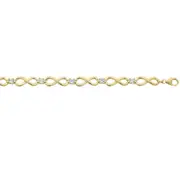 9kt Yellow Gold Silver Infused Infinity Cubic Zirconia Bracelet