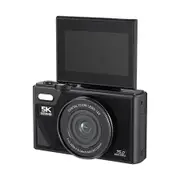 75MP 5K 18X Zoom Digital Camera for Photography and Vlogging Flip Screen 64GB TF Card YouTube Christmas Gift COL Black