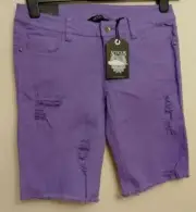 Ladies Atticus Shorts Denim Style Violet New With Tags Size 10, Waist 28 Inches